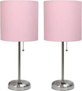 DESCRIPTION: (1) PACK OF (2) STICK LAMP WITH FABRIC SHADE BRAND/MODEL: LIMELIGHTS #LC2001-LPK-2PK SIZE: PINK RETAIL$: $35.14 EA QTY: 1