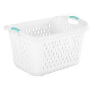 DESCRIPTION: (1) LAUNDRY BASKETBRAND/MODEL: STERILITE #1203INFORMATION: WHTIESIZE: 2.7 BURETAIL$: $11.98 EAQTY: 1