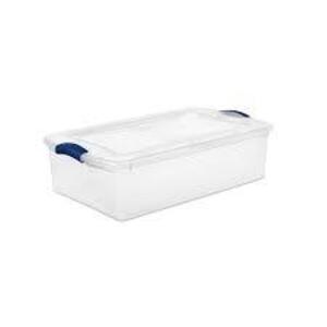 DESCRIPTION: (6) LATCH BOX BRAND/MODEL: STERILITE #2026 INFORMATION: CLEAR SIZE: 32 QT RETAIL$: $42.00 EA QTY: 6