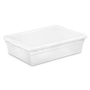 DESCRIPTION: (1) CASE OF (10) STORAGE BOXES BRAND/MODEL: STERILITE #1846 INFORMATION: CLEAR SIZE: 28 QT RETAIL$: $9.28 PER BOX QTY: 1