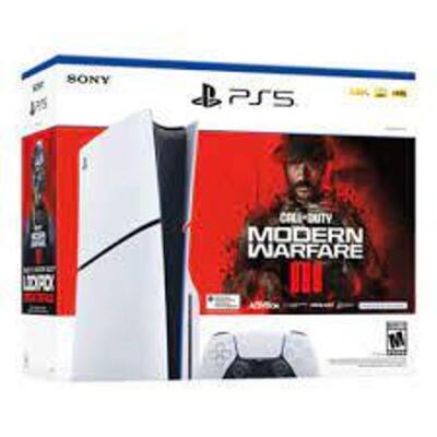 DESCRIPTION: (1) PLAY STATION 5 WITH CONTROLLER BRAND/MODEL: SONY INFORMATION: WHITE SIZE: MODERN WARFARE EDITION RETAIL$: $499.99 EA QTY: 1