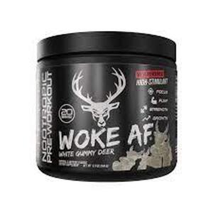 DESCRIPTION: (1) PRE WORK OUT POWDER BRAND/MODEL: WOKE AF INFORMATION: WHITE GUMMY BEAR SIZE: 8.6 PZ RETAIL$: $34.88 EA QTY: 1