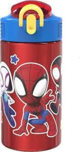 DESCRIPTION: (1) TRAVEL VECTOR BOTTLE WITH PUSH BUTTON SPOUT BRAND/MODEL: SPIDEY AND FRIENDS #SPCLV452 INFORMATION: RED WITH LITTLE SPIDERMAN SIZE: 15