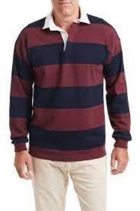 DESCRIPTION: (1) MENS RUGBY STRIPE SHIRT BRAND/MODEL: POLO INFORMATION: BURGUNDY SIZE: MEDIUM RETAIL$: $138.00 EA QTY: 1