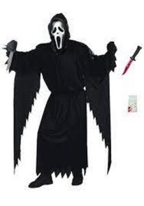 DESCRIPTION: (1) GHOST FACE COSTUME INFORMATION: BLACK WITH ROBES SIZE: ADULT RETAIL$: $29.99 EA QTY: 1