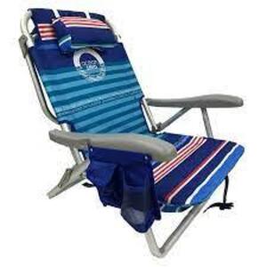 DESCRIPTION: (2) FOLDING BACKPACK BEACH CHAIR BRAND/MODEL: OCEAN ZERO INFORMATION: STRIPED RETAIL$: $150.00 TOTAL QTY: 2