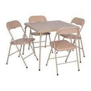 DESCRIPTION: (1) TABLE AND CHAIR SET BRAND/MODEL: FLASH FURNITURE #JB-1-TAN-GG INFORMATION: TAN SIZE: 5 PIECES RETAIL$: $160.99 EA QTY: 1