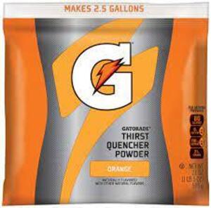 DESCRIPTION: (4) CONCENTRATED SPORTS DRINK POWDER BRAND/MODEL: GATORADE #03970 INFORMATION: MAKES S ORANGE RETAIL$: $5.00 EA SIZE: 2.5 GALLON QTY: 4