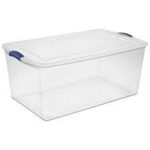 DESCRIPTION: (1) STORAGE CONTAINTER BRAND/MODEL: STERILITE INFORMATION: CLEAR SIZE: 105 QT RETAIL$: $135.00 EA QTY: 1