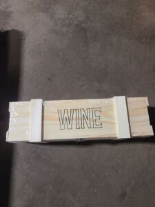 DESCRIPTION: (1) WINE BOX BRAND/MODEL: WOODEN WINE BOX WITH CLOSURE INFORMATION: "WINE" QTY: 1