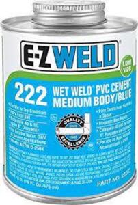 DESCRIPTION: (6) BLUE SOLVENT CEMENT BRAND/MODEL: EZ WELD #5E530 RETAIL$: $5.00 EA SIZE: 8OZ QTY: 6