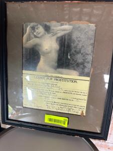 FRAMED LICENSE FOR PROSTITUTION