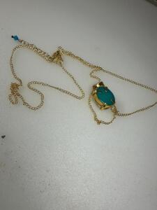 POLISHED STONE NECKLACE W/ GOLD CHAIN