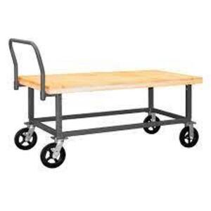 DESCRIPTION: (1) PLATFORM ROLLING WORK STATION BRAND/MODEL: DURHAM INFORMATION: WOODEN WORK TOP RETAIL$: $639.54 EA QTY: 1