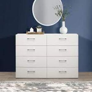 DESCRIPTION: (1) DRESSER BRAND/MODEL: HILLSDALE INFORMATION: WHITE, LUNDY SIZE: 8 DRAWERS RETAIL$: $244.95 EA QTY: 1