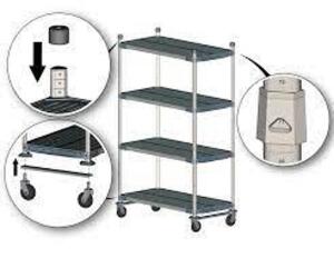 DESCRIPTION: (1) STORAGE RACK MOBILE, PARTS BRAND/MODEL: METRO #74PC-TTMP INFORMATION: CHROME SIZE: SHELVES AND POLES ONLY, MUST COME INSPECT FOR EXAC