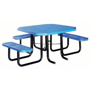 DESCRIPTION: (1) ADA PICNIC TABLE BRAND/MODEL: PRODUCT NUMBER #4HUV7 INFORMATION: BLUE SIZE: OCTAGON, EXPANDED METAL, 80 IN OVERALL WD, 62 1/2 IN OVER