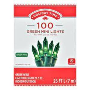 DESCRIPTION: (6) BOXES OF GREEN MINI LIGHTS BRAND/MODEL: HOLIDAY TIME INFORMATION: GREEN SIZE: 20 FT RETAIL$: $6.00 EA QTY: 6