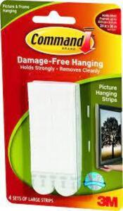 DESCRIPTION: (24) PICTURE HANGING STRIPS BRAND/MODEL: COMMAND/17206-ES INFORMATION: 4-PAIR/WHITE SIZE: .6"L X 3.88"W X 6.75"H RETAIL$: $92.16 TOTAL QT