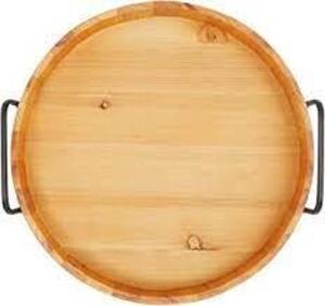 DESCRIPTION: (2) ROUND SERVING TRAY BRAND/MODEL: FARMLYN CREEK INFORMATION: WOOD SIZE: RUSTIC LOOK RETAIL$: $13.28 EA QTY: 2