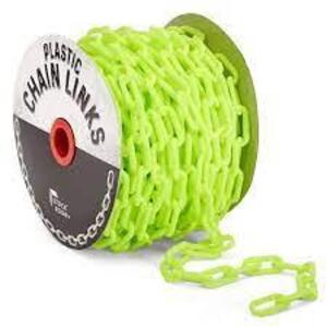 DESCRIPTION: (2) SPOOL OF PLASTIC CHAIN BRAND/MODEL: STOCK ROOM + INFORMATION: GREEN RETAIL$: $60.00 EA QTY: 2