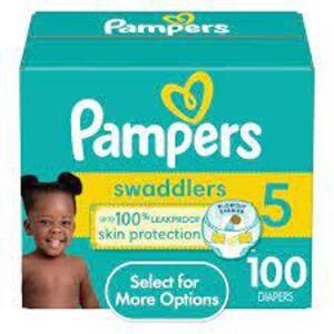 DESCRIPTION: (1) PACKS OF (100) DIAPERS BRAND/MODEL: PAMPERS SWADDLERS SIZE: SIZE 5 RETAIL$: $40.00 EA QTY: 1