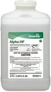 DESCRIPTION: (2) MULTI-SURFACE CLEANER BRAND/MODEL: DIVERSEY ALPHA-HP #20J837 INFORMATION: CITRUS SCENT SIZE: 2.5 L RETAIL$: $87.00 EA QTY: 2