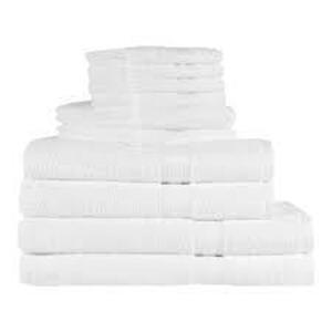 DESCRIPTION: (1) TOWEL SET BRAND/MODEL: MAINSTAYS INFORMATION: WHITE SIZE: 4 BATH 2 HAND 4 WASHCLOTH RETAIL$: $13.97 EA QTY: 1