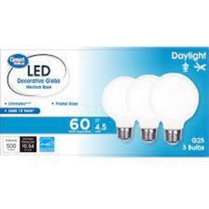 DESCRIPTION: (2) PACKS OF (3) LIGHTBULBS BRAND/MODEL: GREAT VALUE SIZE: ONE 60 AND ONE 40 RETAIL$: $9.98 EA QTY: 2