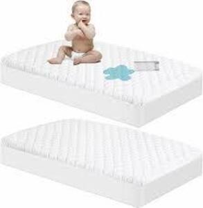 DESCRIPTION: (2) WATERPROOF QUILTED MATRESS PAD BRAND/MODEL: MINI CRIB INFORMATION: WHTIE SIZE: 24X38 RETAIL$: $30.00 EA QTY: 2