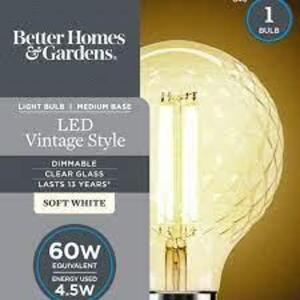 DESCRIPTION: (2) LED VINTAGE STYLE LIGHT BULB BRAND/MODEL: BETTER HOME AND GARDEN SIZE: 60W QTY: 2