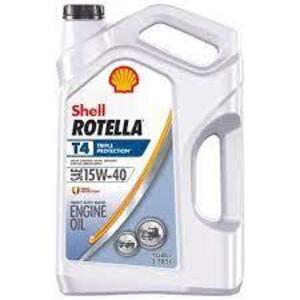 DESCRIPTION: (2) ENGINE OIL BRAND/MODEL: SHELL ROTELLA T4 INFORMATION: 15W-40 SIZE: 1 GALLON RETAIL$: $15.98 EA QTY: 2