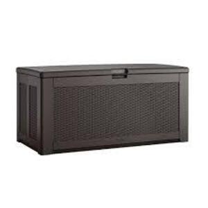 DESCRIPTION: (1) EXTRA LARGE DECK BOX BRAND/MODEL: RUBBERMADE SIZE: 134 GALLONS RETAIL$: $125.00 EA QTY: 1