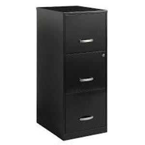 DESCRIPTION: (1) 3 DRAWER STEEL FILE CABINET BRAND/MODEL: THE ORGANIZER INFORMATION: BLACK RETAIL$: $62.00 EA QTY: 1