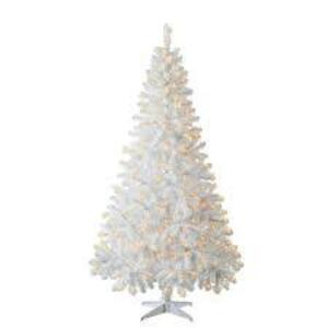 DESCRIPTION: (1) ARTIFICAL CHRISTMAS TREE BRAND/MODEL: HOLIDAY TIME INFORMATION: WHITE WITH CLEAR LIGHTS SIZE: 6 FT RETAIL$: $40.00 EA QTY: 1