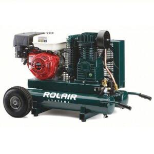 DESCRIPTION: (1) PORTABLE GAS AIR COMPRESSOR BRAND/MODEL: ROLAIR/40KJ41 INFORMATION: 2 STAGE, 9HP ENGINE, 9 GALLON AIR TANK SIZE: 28" X 46" X 35" RETA