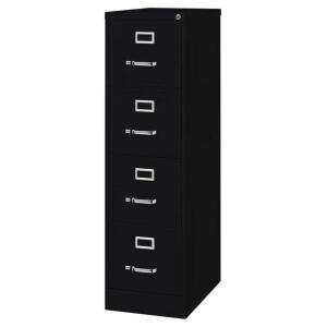 DESCRIPTION: (1) VERTICAL FILE CABINET BRAND/MODEL: HIRSCH/17546 INFORMATION: BLACK, 4 DRAWERS, SIZE: 15" X 25" X 52" RETAIL$: $244.14 QTY: 1