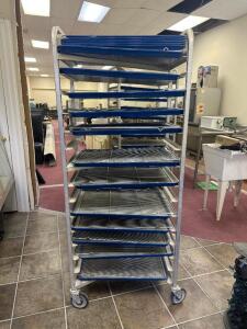 15 TRAY ROLLING PAN RACK WITH COOLING TRAYS