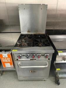 CPG FOUR BURNER GAS RANGE W/ LOWER OVEN.