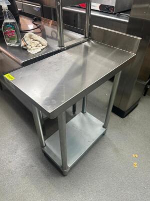 30" X 15" STAINLESS TABLE W/ 1" BACK SPLASH