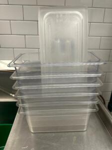 (6) 1/3 SIZE PLASTIC INSERTS W/ LIDS