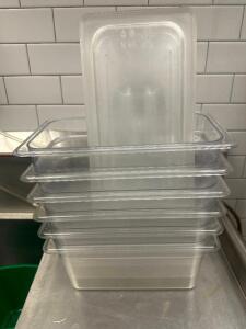 (6) 1/3 SIZE PLASTIC INSERTS W/ LIDS