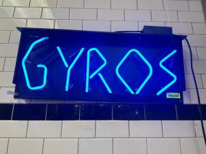 "GYROS" BLUE NEON SIGN.