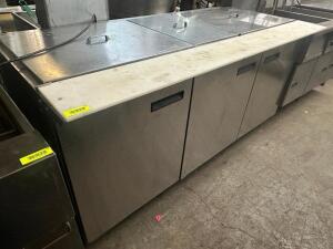 DESCRIPTION DELFIELD 72" OPEN TOP THREE DOOR SANDWICH PREP COOLER BRAND / MODEL: DELFIELD 4472N-30M-A5 ADDITIONAL INFORMATION 115 VOLT, 1 PHASE LOCATI