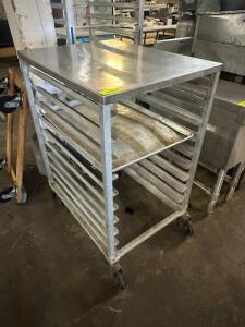 DESCRIPTION HALF SIZE ROLL ABOUT TRAY RACK W/ STAINLESS WORK TOP LOCATION BAY 6 QTY 1