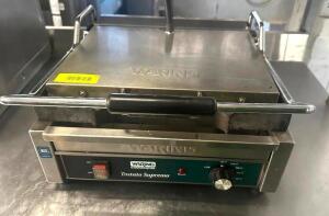 DESCRIPTION WARING TOSTATO SUPREMO PANINI MACHINE BRAND / MODEL: WARING LOCATION BAY 6 QTY 1