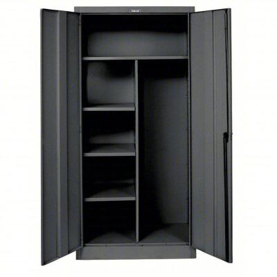 DESCRIPTION: (1) STORAGE CABINET BRAND/MODEL: HALLOWELL #6MNY0 INFORMATION: DARK GREY SIZE: 36 IN X 18 IN X 78 IN, 4 SHELVES, SWING HANDLE & KEYED, 20