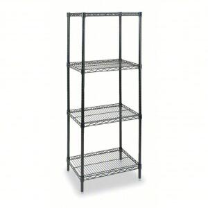 DESCRIPTION: (1) WIRE SHELVING UNIT BRAND/MODEL: METRO #2KPN5 INFORMATION: BLACK SIZE: STARTER, 24 IN X 24 IN, 74 IN OVERALL HT, 4 SHELVES, DRY/WET RE