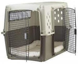 DESCRIPTION: (1) DOUBLE DOOR PORTABLE PLASTIC PET CRATE BRAND/MODEL: PET LODGE #157322 INFORMATION: GRAY SIZE: X-LARGE, 41"L X 27"W X 30"H RETAIL$: $1