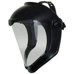 DESCRIPTION: (1) BIONIC FACE SHIELD BRAND/MODEL: UVEX BY HONEYWELL INFORMATION: BLACK WITH CLEAR FACE SHIELD SIZE: UNIVERSAL RETAIL$: $62.00 EA QTY: 1